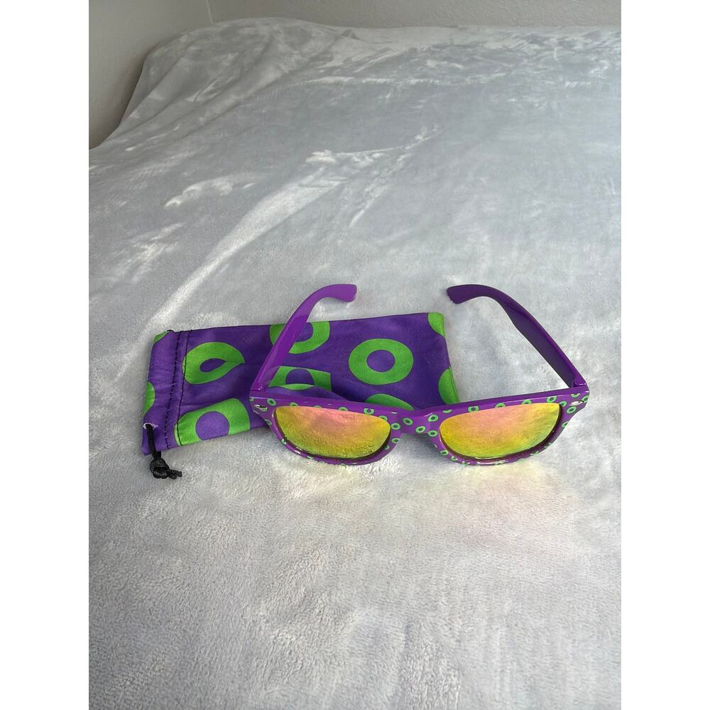 Phish Fishman Donut Sunglasses Mirrored Pink Gold Lens Jam Band Pouch Lot Merch - Picture 2 of 4
